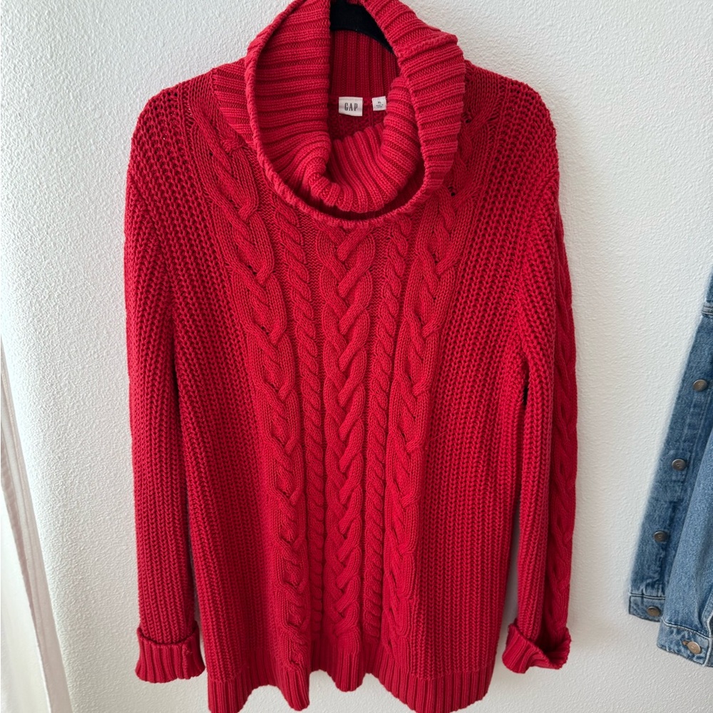 GAP Women's Vibrant Red Cowl Neck Sweater